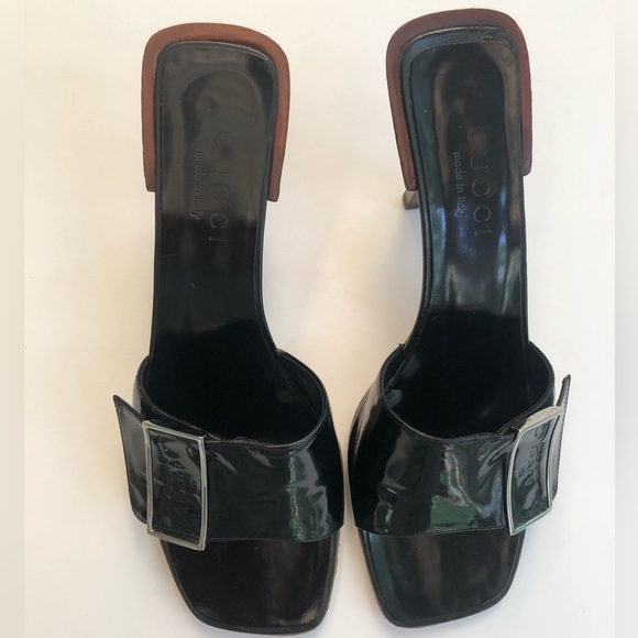 Vtg Rare Gucci Patent Leather Kitten Heels sandal - Picture 4 of 11
